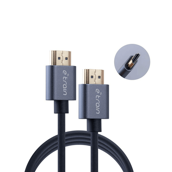 E-train (DC891) HDMI to HDMI Round Cable 4K 1.5M Gold Plated - Gray-HDMI Cable-E-train-Computer Accessories, COMPUTERS, HDMI Cable, PC Cables-الدباح-El Dabbah