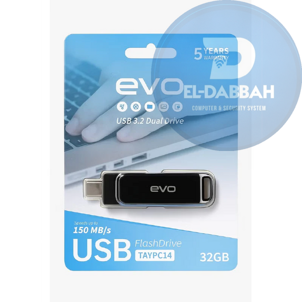 EVO فلاش ميموري USB 3.2 Dual Drive Type-C سعة 32 جيجا – سرعة نقل تصل إلى 150MB/s 