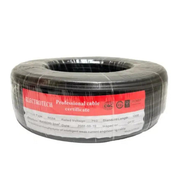 Electrotech Coaxial Cable Shilled RG58 100M 2طرف-Coaxial Cables-Electrotech-Coaxial Cables, SECURITY SYSTEMS-الدباح-El Dabbah