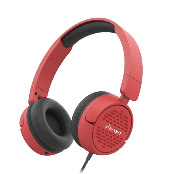 Etrain (HP63R) Wired Stereo Foldable Headphone With MIC 1.5M - Red-Headphone-E-train-Computer Accessories, COMPUTERS, Headphone-الدباح-El Dabbah