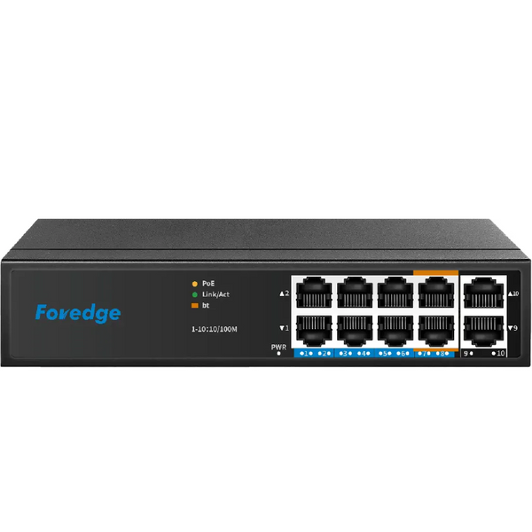 Foredge AI8010 سويتش شبكات 10 منافذ 100M PoE – نقل بيانات وطاقة بكفاءة عالية – مناسب لأنظمة المراقبة والشبكات