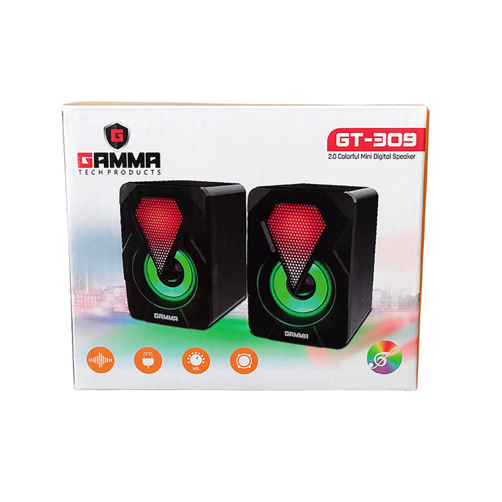 Gamma GT-309 RGB USB Speaker 2.0-USB Speaker-GAMMA-Computer Accessories, COMPUTERS, Sound Systems-الدباح-El Dabbah