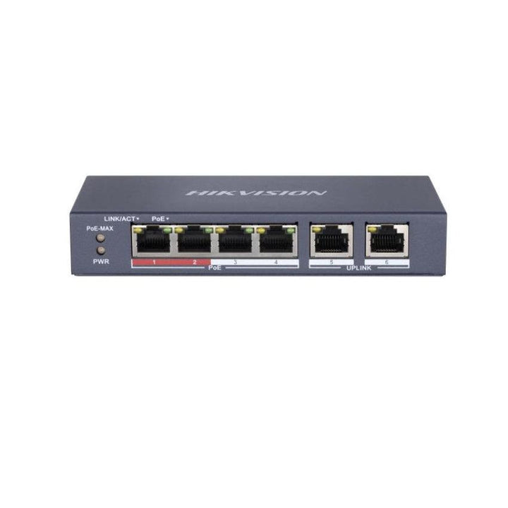 Hikvision DS-3E0106MP-E/M 4 Port 10/100 Mbps 1 UPLINK 2× 10/100 Mbps RJ45 port POE SWITCH-eldabbah-الدباح