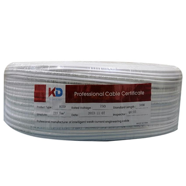 KD Coaxial cable rg59+2DC 300M-Coaxial Cables-KD-Coaxial Cables, SECURITY SYSTEMS-الدباح-El Dabbah