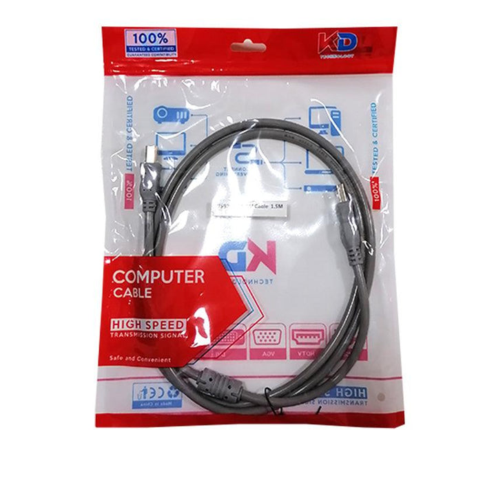 KD Printer Cable 1.5M Grey-Printer Cable-KD-Computer Accessories, COMPUTERS, PC Cables, Printer Cable-الدباح-El Dabbah