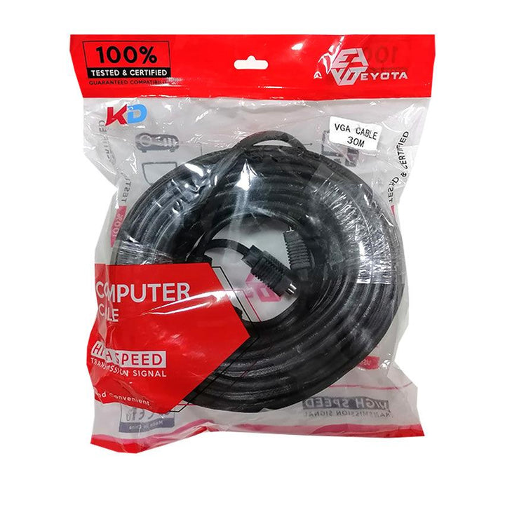 KD VGA Cable 30M Black-VGA Cable-KD-Computer Accessories, COMPUTERS, PC Cables, VGA Cable-الدباح-El Dabbah