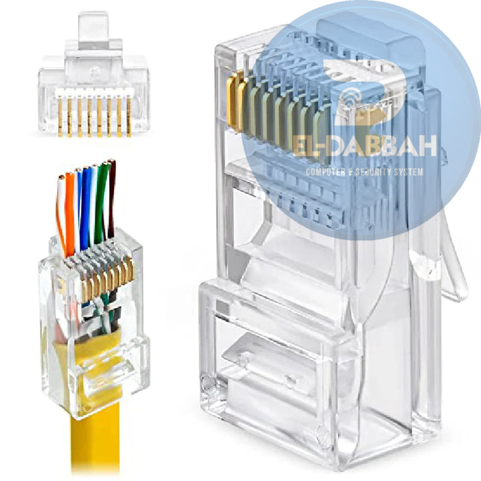 فيش RJ45 Cat6 Pass-Through من KD عبوة 100 قطعة