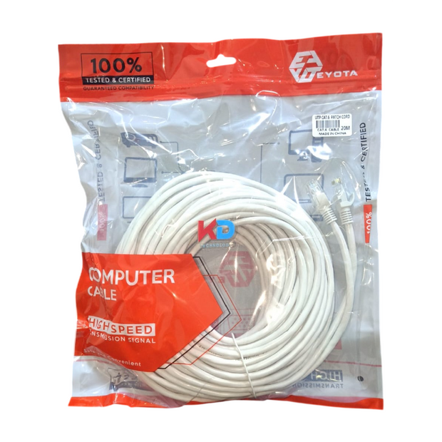 كابل شبكة KD CAT6 بطول 20 متر