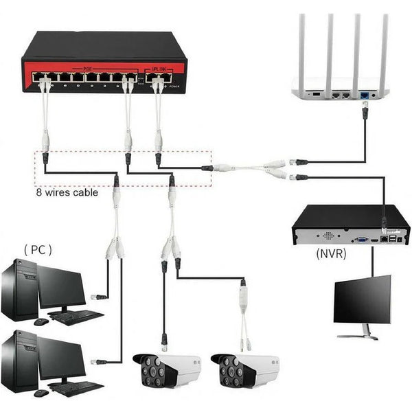KD POE سبليتر RJ45 2*1 موصل كبل الشبكة - second