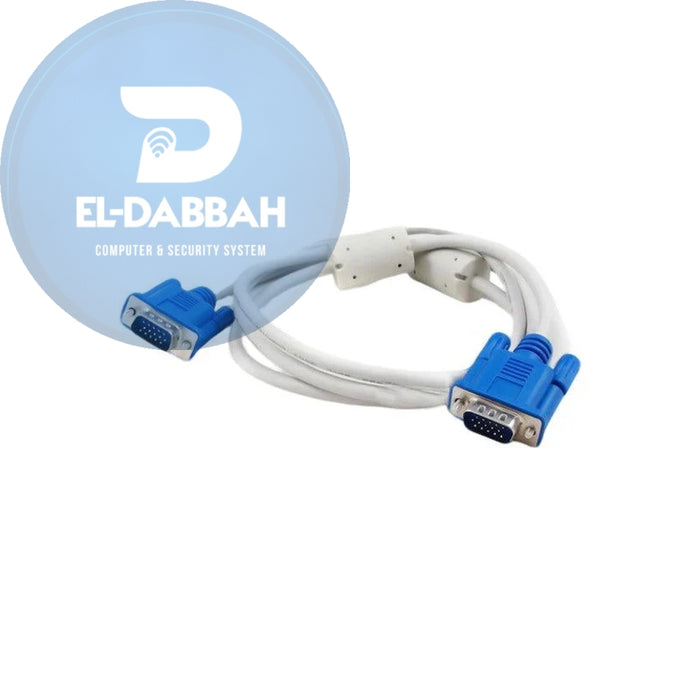 كابل VGA من KD Male-to-Male بطول 1.5 متر أبيض بفيشة زرقاء