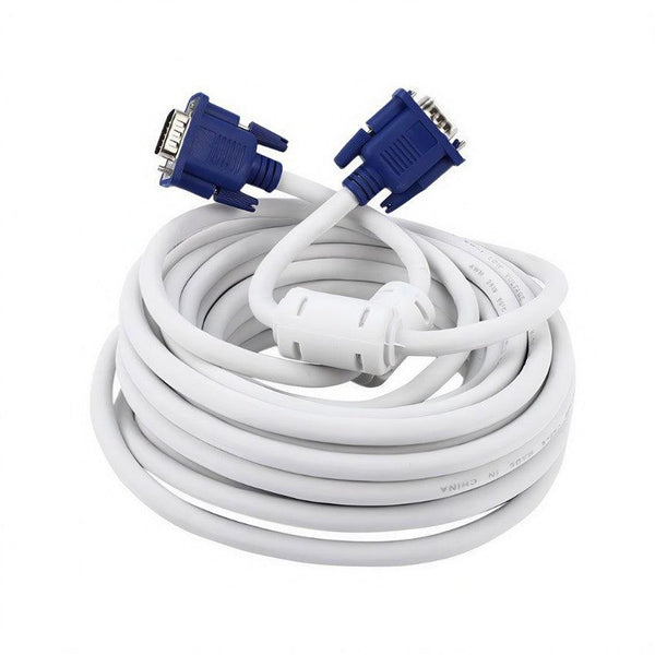 KD VGA Cable 10M White cable with blue plug-eldabbah-الدباح