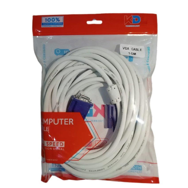 KD VGA Cable 10M White cable with blue plug-eldabbah-الدباح