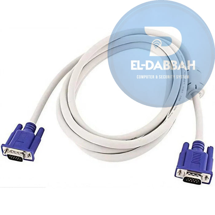كابل VGA من KD Male-to-Male بطول 3 متر أبيض بفيشة زرقاء