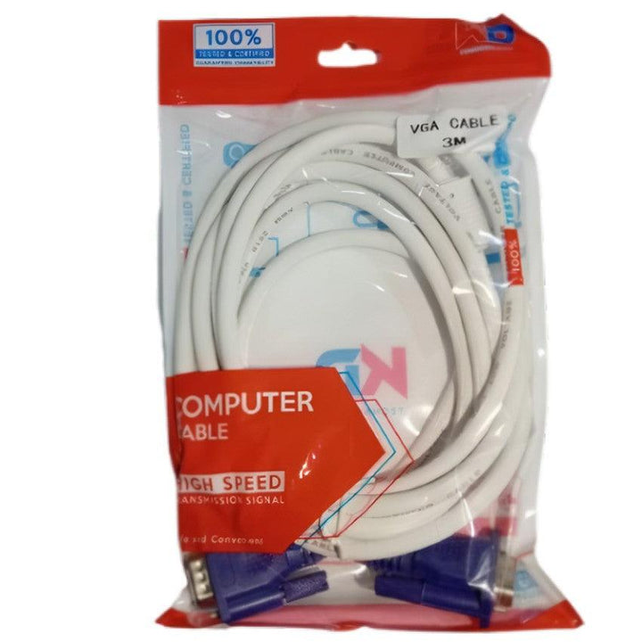 KD VGA Cable 3M White cable with blue plug-eldabbah-الدباح