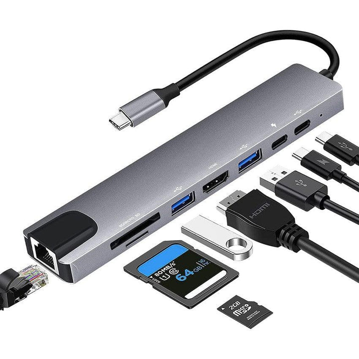 KD type-C TO LAN +HD+USB3+readermicro+sd Convert-eldabbah-الدباح