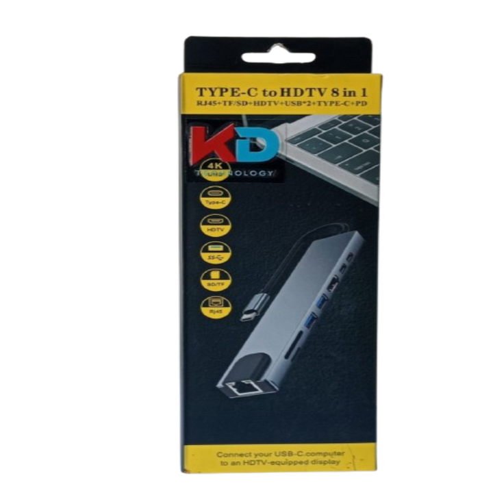 KD type-C TO LAN +HD+USB3+readermicro+sd Convert-eldabbah-الدباح