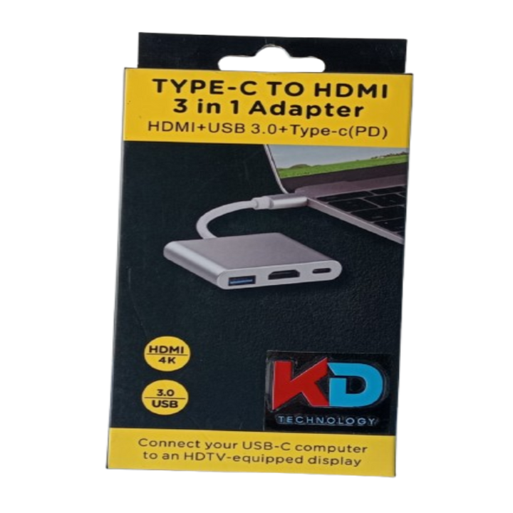 KD type-C to hdmi +usb3 convert+type-c-eldabbah-الدباح