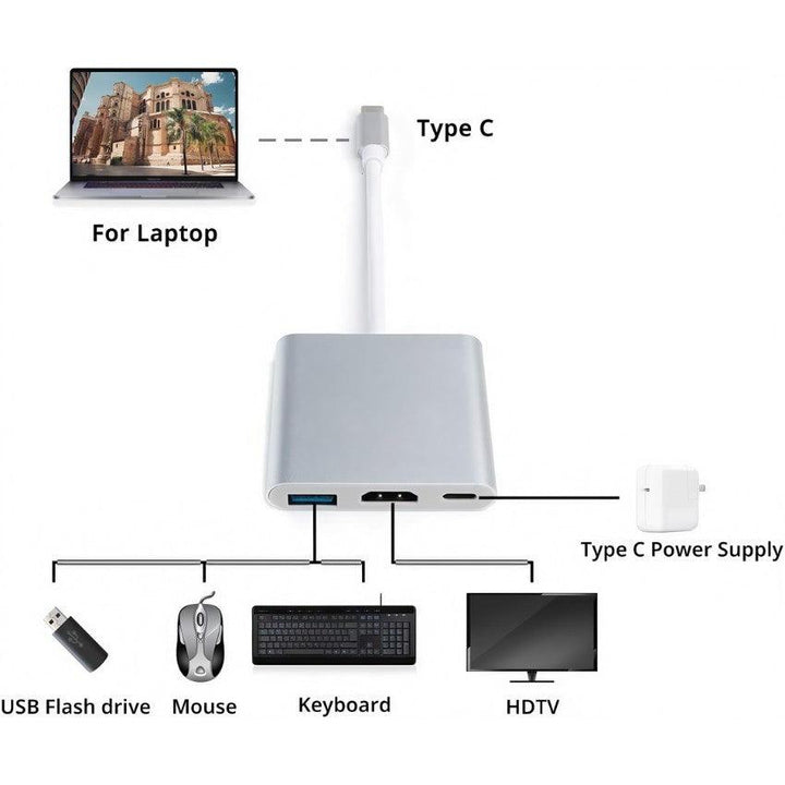 KD type-C to hdmi +usb3 +type-c  convert-eldabbah-الدباح