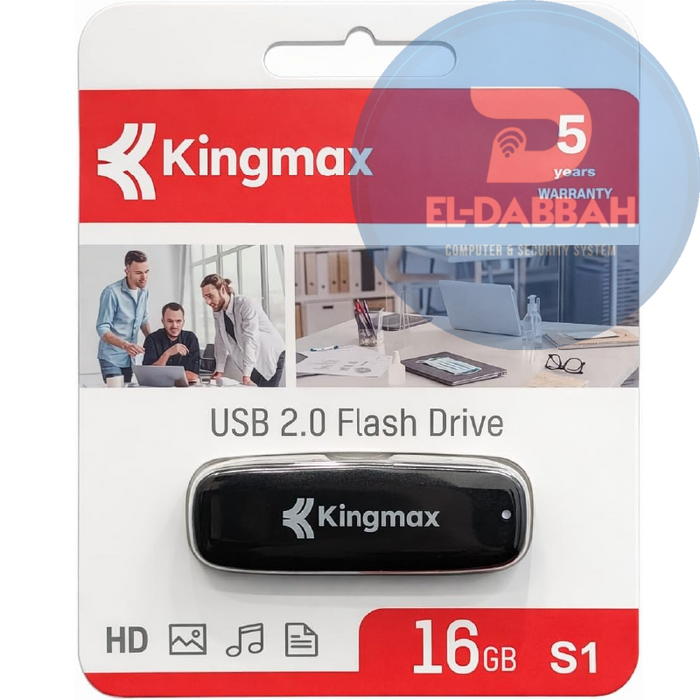 Kingmax Plastic S1 فلاشة USB 2.0 سعة 16 جيجابايت – تخزين سريع وتصميم عملي للاستخدام اليومي
