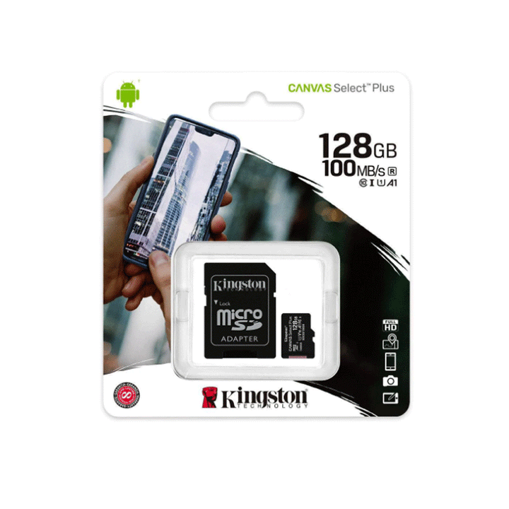 Kingston Canvas Select Plus 128GB Class 10 Micro SD Memory Card-Memory Cards-Kingston-COMPUTERS, Memory Card, storage-الدباح-El Dabbah