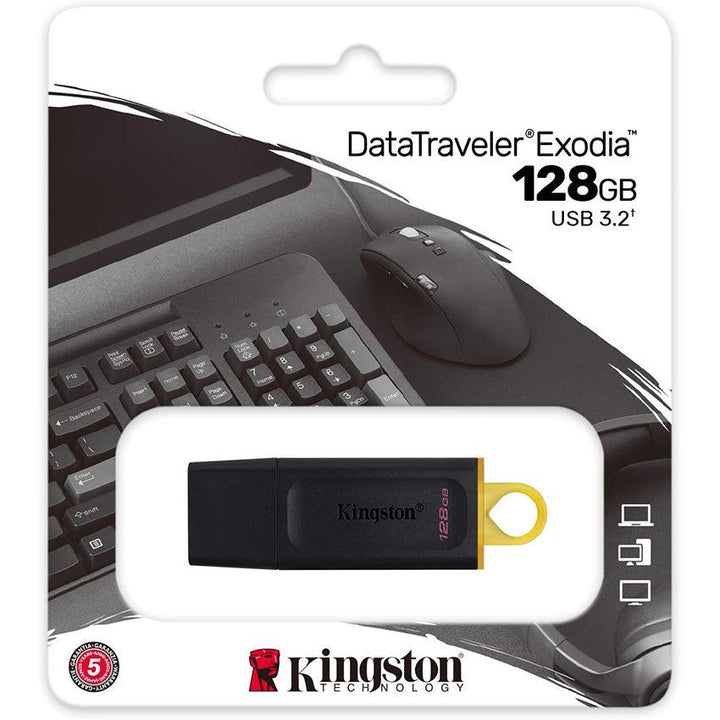 Kingston FLASH 128GB Black USB 3.2 original-Flash Memory-Kingston-COMPUTERS, Flash Memory, storage-الدباح-El Dabbah