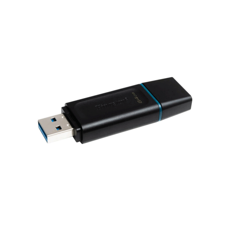 Kingston FLASH 64GB Black USB 3.2-Flash Memory-Kingston-COMPUTERS, Flash Memory, storage-الدباح-El Dabbah