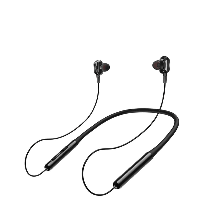 L AVVENTO (HP65B) Neckband Dual Drive Bluetooth Wireless Earphones Waterproof - Black-Earphone-L'AVVENTO-Earphone, Mobile / Tablet-الدباح-El Dabbah