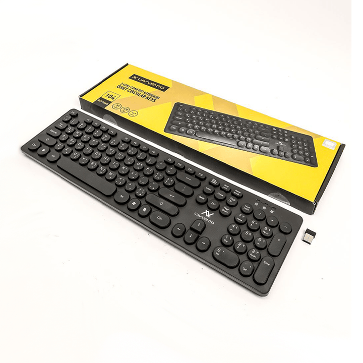 L AVVENTO (KB206) 2.4G Wireless Keyboard – US+Arabic layout Injection – Black-KB206-Keyboard-L'AVVENTO-Computer Accessories, COMPUTERS, Keyboard-الدباح-El Dabbah