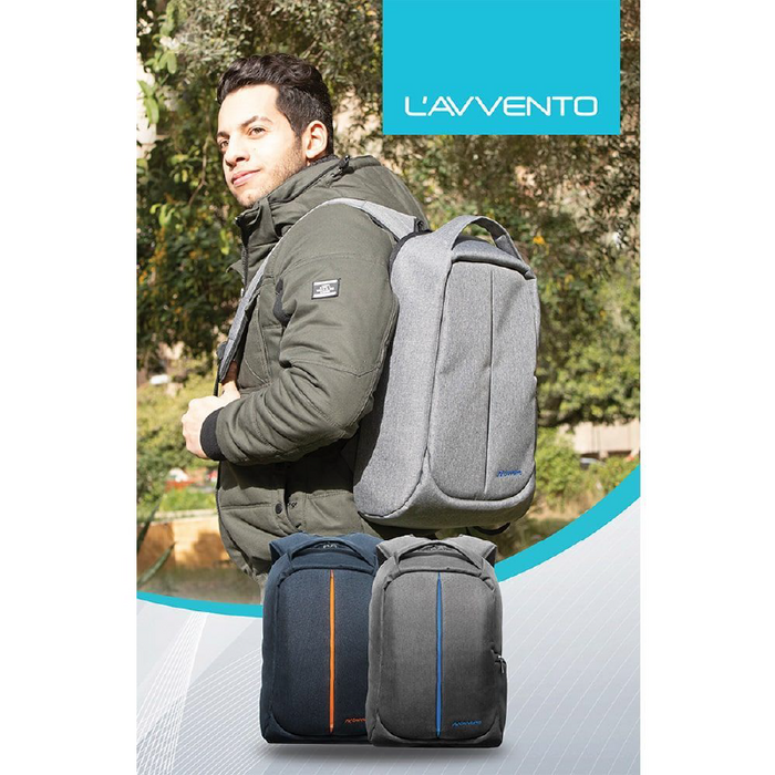 L AVVENTO BG04A Discovery Laptop Anti-Theft Backpack fit up to 15.6  Nylon with Padded Laptop Compartment - Cafe