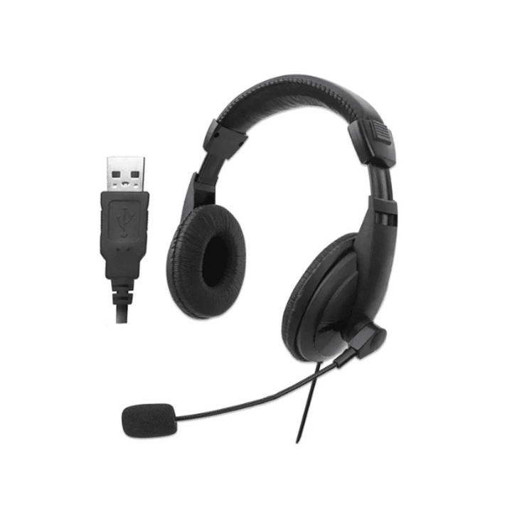 Manhattan (HP357) Wired Stereo HeadPhone USB Wired-Black-Headphone-Manhattan-Computer Accessories, COMPUTERS, Headphone-الدباح-El Dabbah