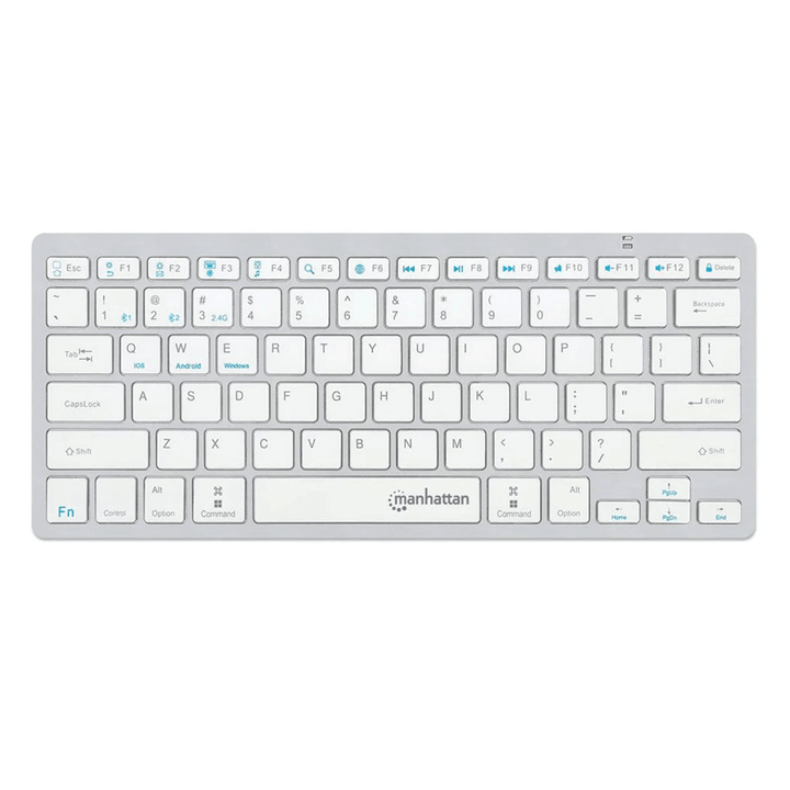 Manhattan KB-03-W Ultra Slim Dual-Mode Wireless Keyboard - Silver / White-Keyboard-Manhattan-Computer Accessories, COMPUTERS, Keyboard-الدباح-El Dabbah