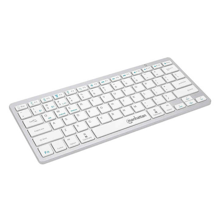 Manhattan KB-03-W Ultra Slim Dual-Mode Wireless Keyboard - Silver / White-Keyboard-Manhattan-Computer Accessories, COMPUTERS, Keyboard-الدباح-El Dabbah