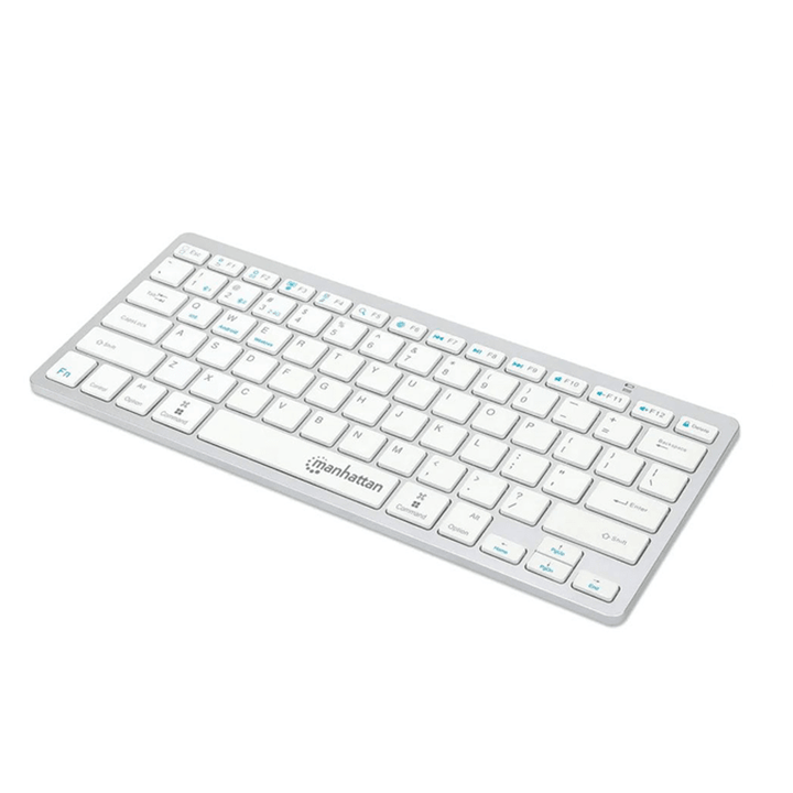 Manhattan KB-03-W Ultra Slim Dual-Mode Wireless Keyboard - Silver / White-Keyboard-Manhattan-Computer Accessories, COMPUTERS, Keyboard-الدباح-El Dabbah