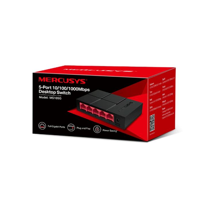 Mercusys MS-105G 5-PORT Network Switch 10/100/1000Mbps-NETWORK SWITCH-Mercusys-NETWORK, SWITCH-الدباح-El Dabbah