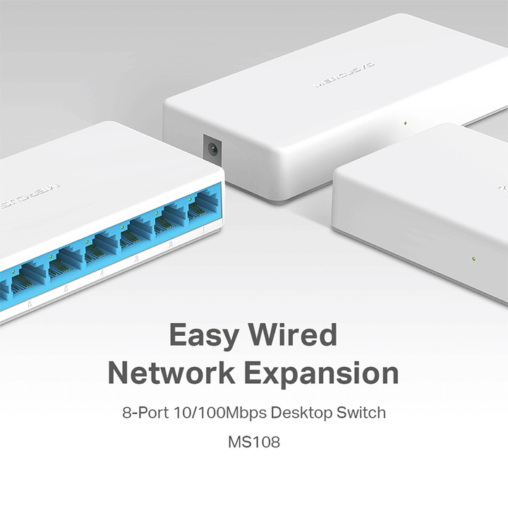 Mercusys MS-108 8-PORT Network Switch 10/100Mbps-NETWORK SWITCH-Mercusys-NETWORK, SWITCH-الدباح-El Dabbah