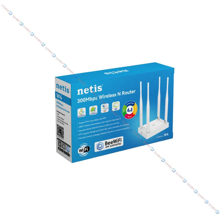 NETIS  W4  MULTI-MODE WIRELESS ROUTER 4  Antennas--الدباح ستور----”" -eldabbah—