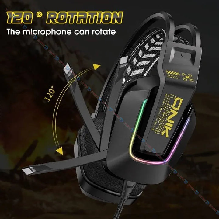 Onikuma X13 Gaming Headset RGB Stereo Sound--الدباح ستور----”" سماعات X13 سماعات ألعاب سلكية مع إضاءة آر جي بي وميكروفون مدمج، اتصال يو إس بي و3.5 مم، وكابل 2.2 متر -eldabbah--