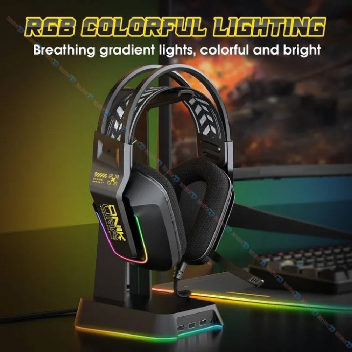 Onikuma X13 Gaming Headset RGB Stereo Sound--الدباح ستور----”" سماعات X13 سماعات ألعاب سلكية مع إضاءة آر جي بي وميكروفون مدمج، اتصال يو إس بي و3.5 مم، وكابل 2.2 متر -eldabbah--