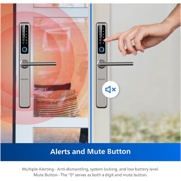 قفل باب ذكي فيليبس Philips DDL608-5HWS بنظام Liver-Lock – لون فضي - second