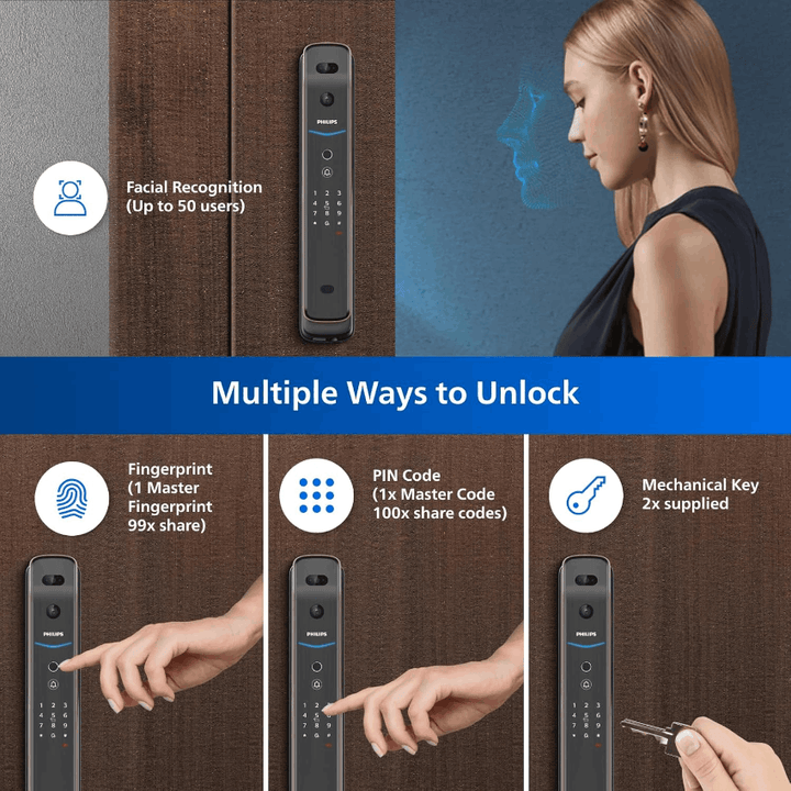 Philips DDL709-FVP-7HWS Push-Pull Smart Door Lock (Copper) - eldabbah-الدباح