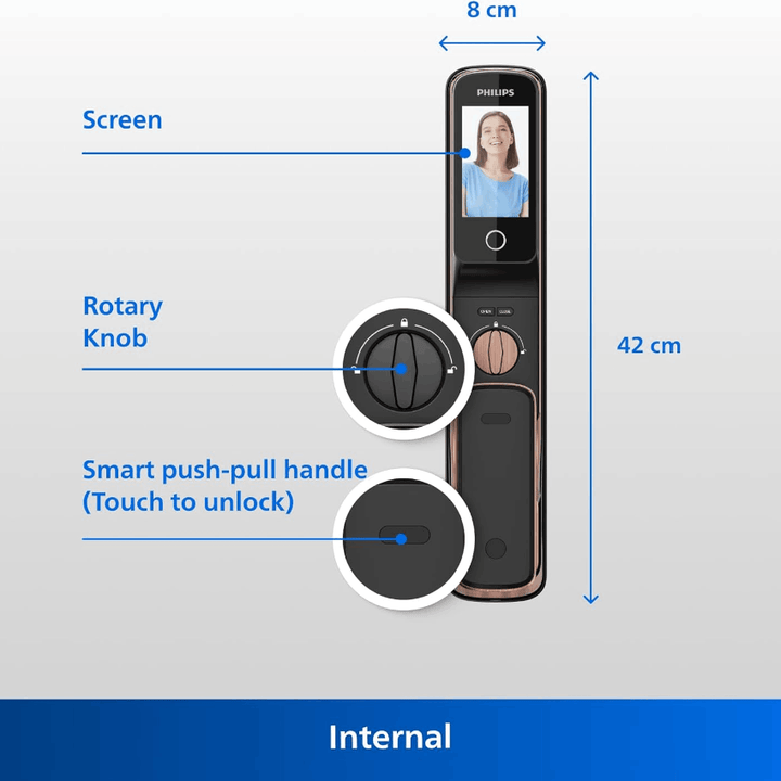 Philips DDL709-FVP-7HWS Push-Pull Smart Door Lock (Copper) - eldabbah-الدباح