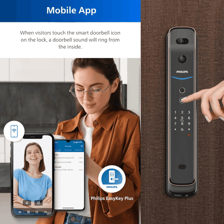Philips DDL709-FVP-7HWS Push-Pull Smart Door Lock (Copper) - eldabbah-الدباح