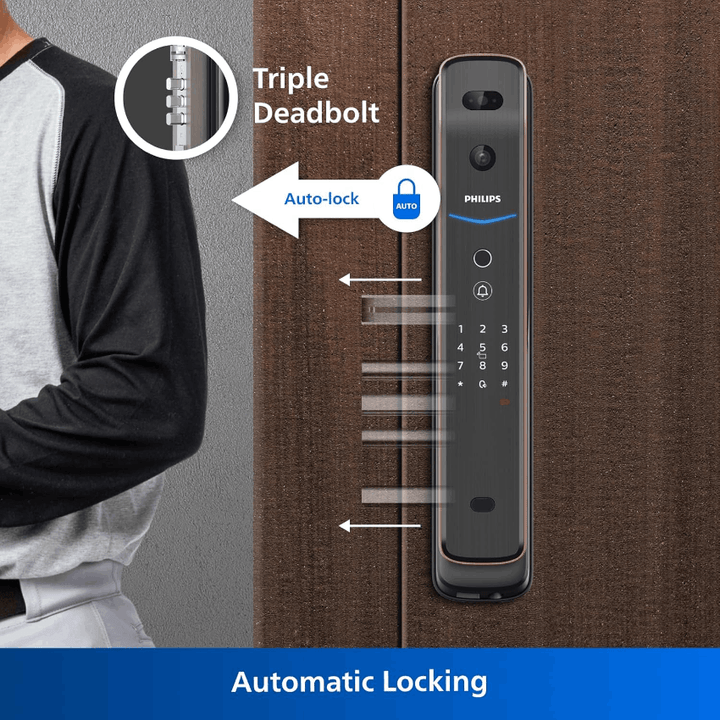Philips DDL709-FVP-7HWS Push-Pull Smart Door Lock (Copper) - eldabbah-الدباح