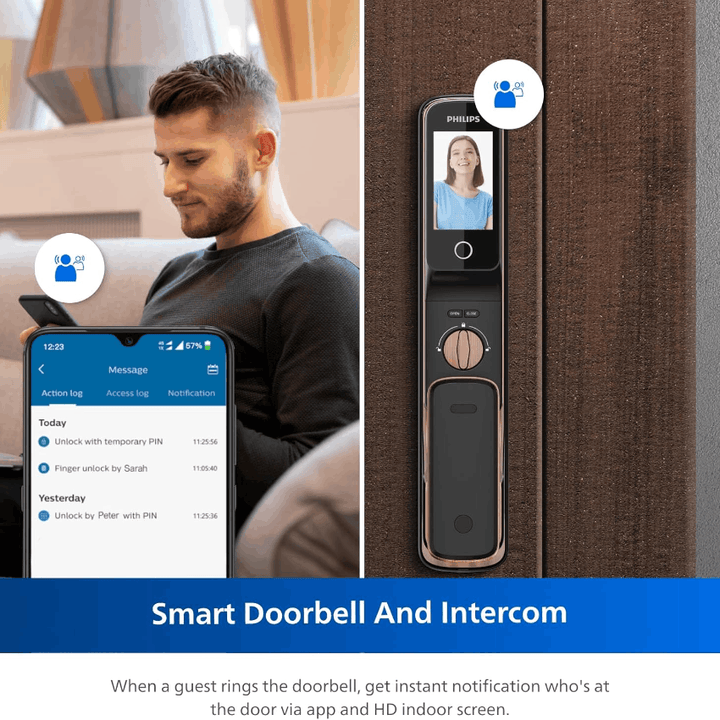 Philips DDL709-FVP-7HWS Push-Pull Smart Door Lock (Copper) - eldabbah-الدباح