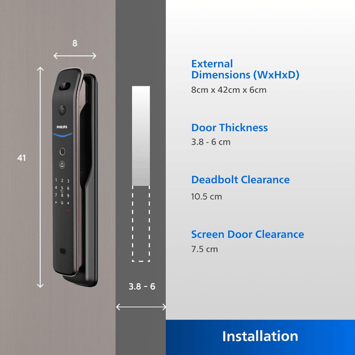 Philips DDL709-FVP-7HWS Push-Pull Smart Door Lock (Copper) - eldabbah-الدباح