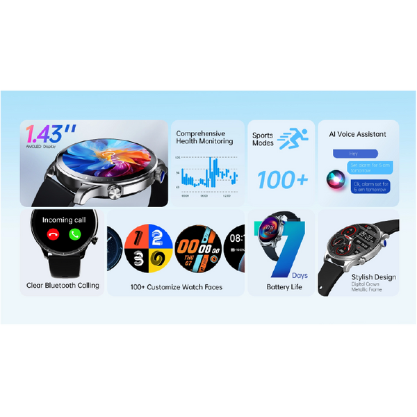 ساعة ذكية Riversong Motive 9 PRO (SW901) – فضي / أسود - second