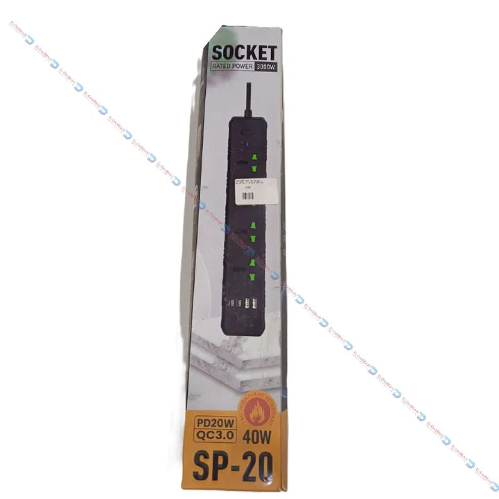 SOCKET SP-20 Power Strip 4Port + 2USB+2 TYPE C (New)---eldabbah-1