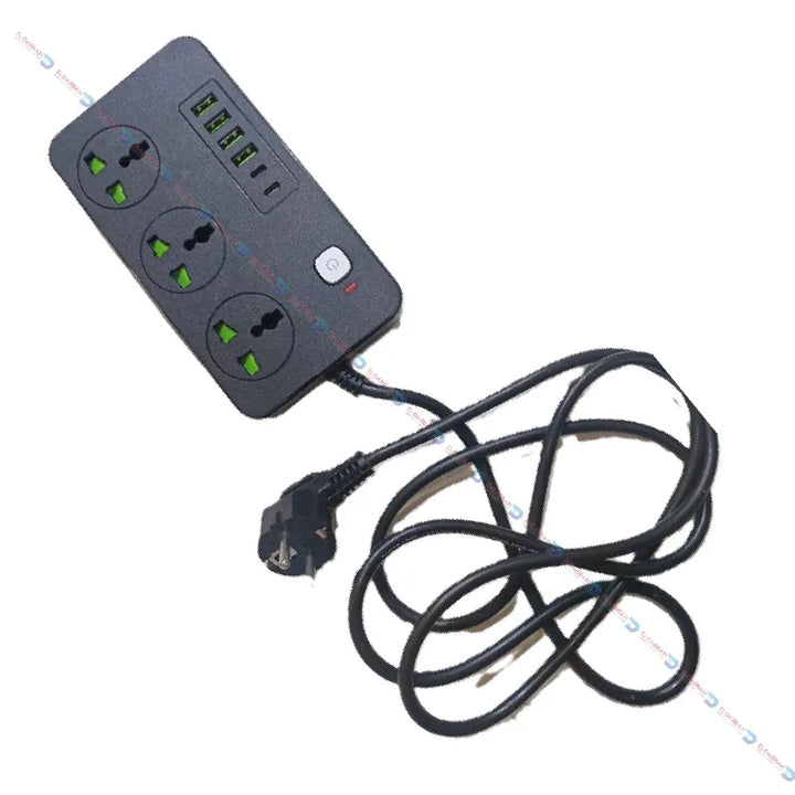 SOCKET SP-30 Power Strip 3Port + 4USB+2 TYPE C (New)--الدباح ستور----”" -eldabbah--