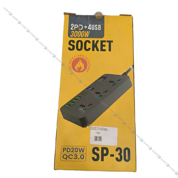 SOCKET SP-30 Power Strip 3Port + 4USB+2 TYPE C (New)--الدباح ستور----”" -eldabbah--