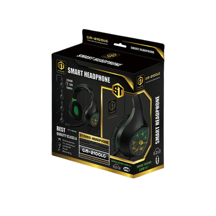 STANDARD GM-2100LG Green Smart HeadPhone-Headphone-ST-STANDARD-Computer Accessories, COMPUTERS, Headphone-الدباح-El Dabbah